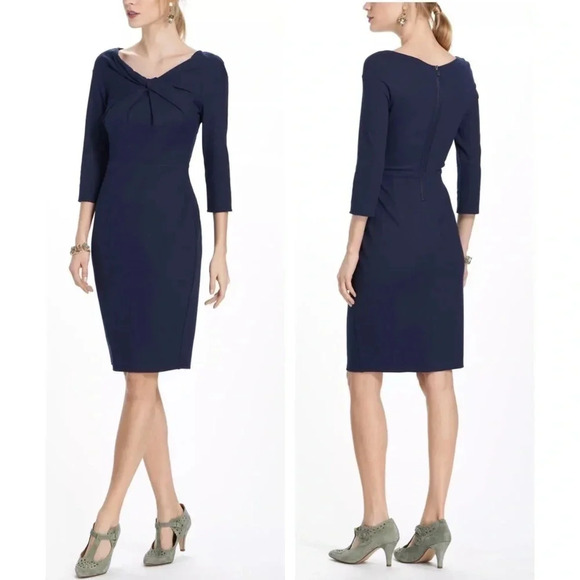 Bailey 44 Anthropologie Navy Ina Boatneck 3/4 Sleeve Dress Size Small - Picture 1 of 10